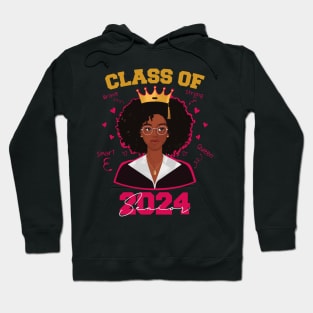 Class of 2024 Black Queen Afro Girl Graduation Senior Hoodie